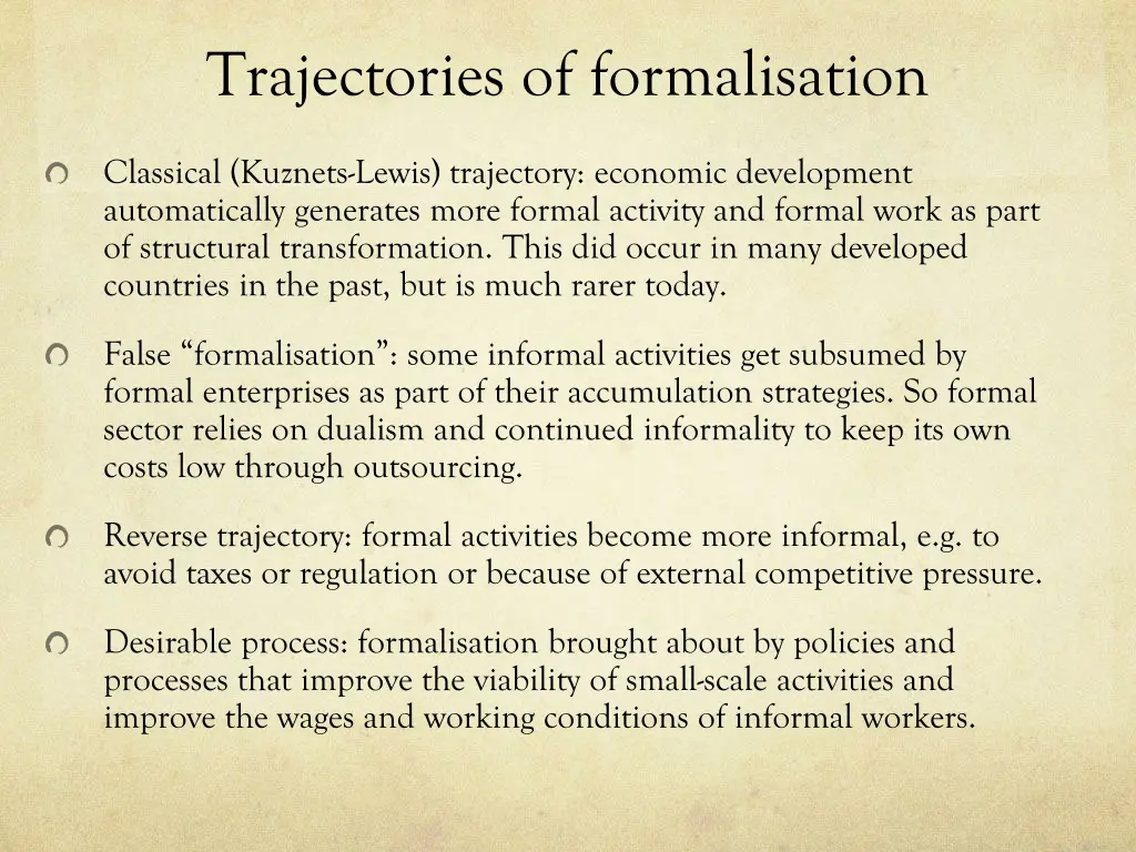 trajectories of formalisation
