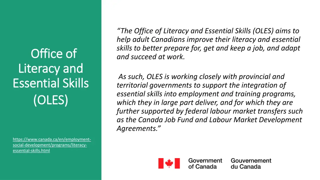 the office of literacy and essential skills oles