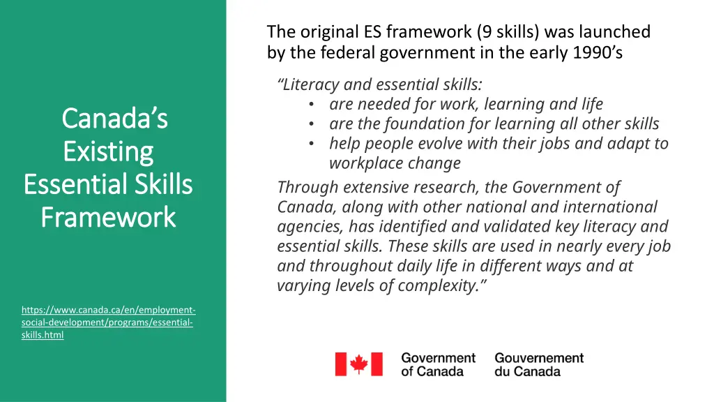 the original es framework 9 skills was launched