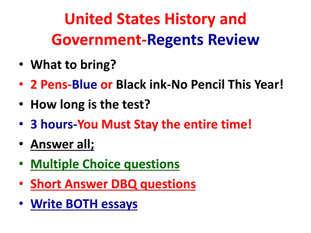 united states history and government regents 1