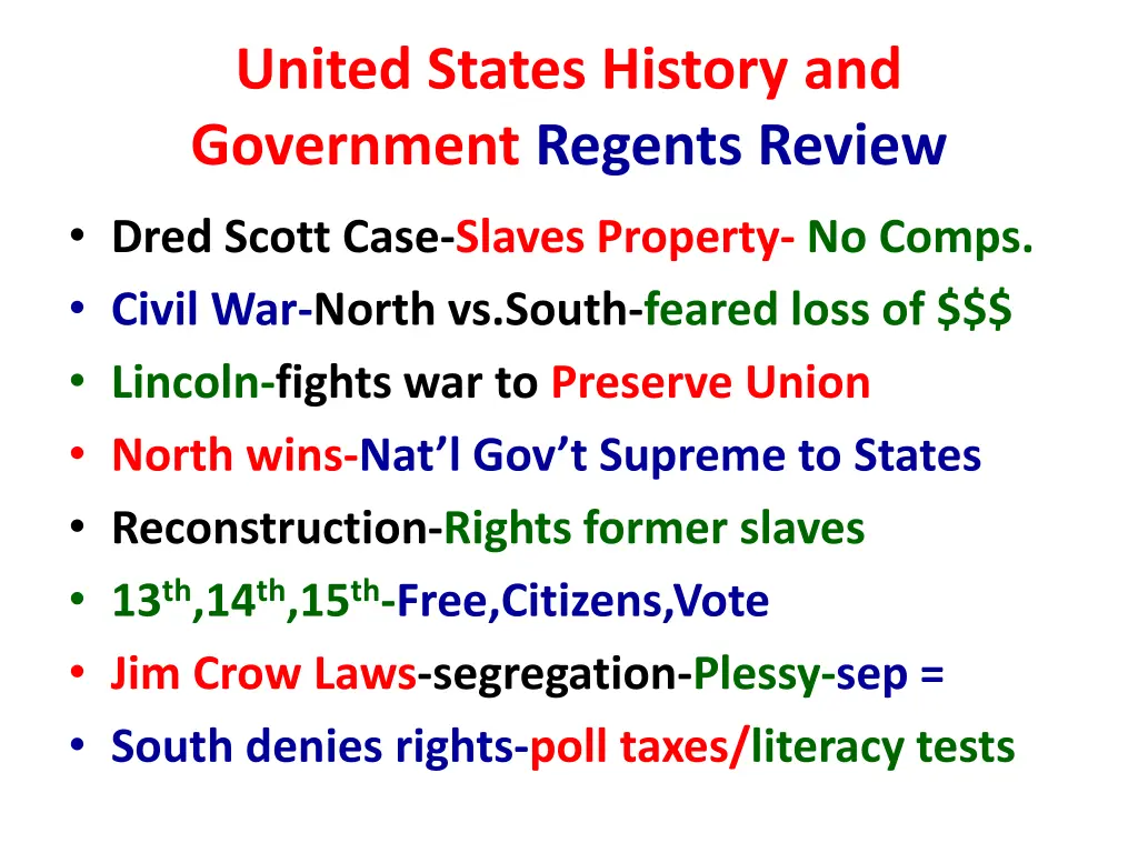 united states history and government regents 10