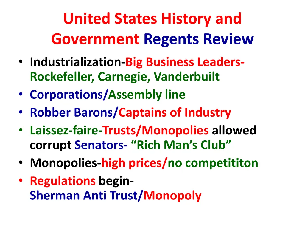 united states history and government regents 11