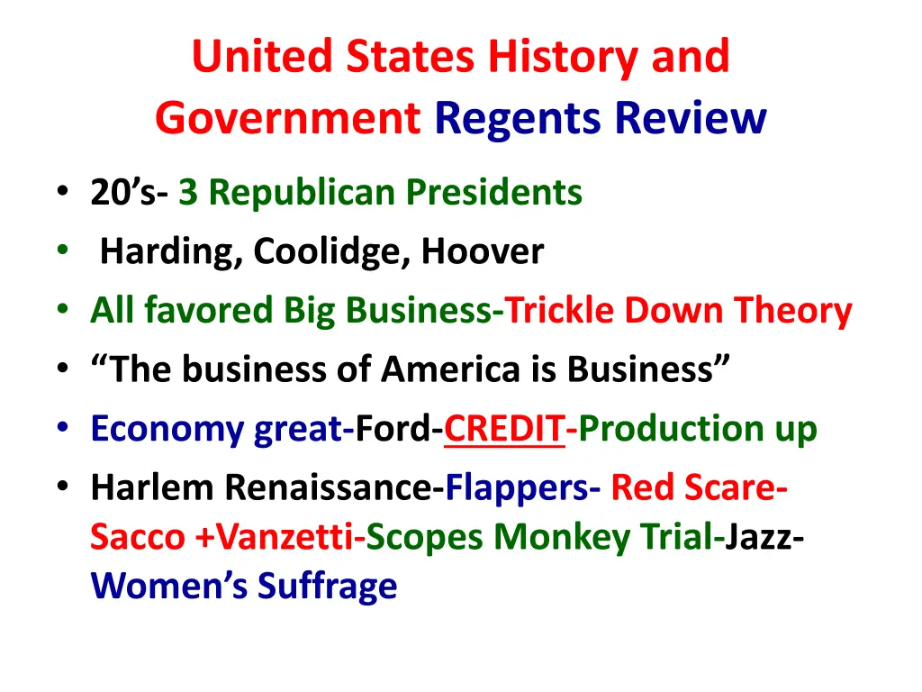 united states history and government regents 15