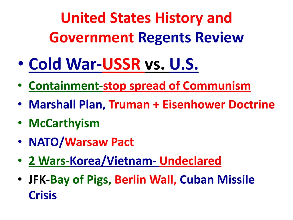 united states history and government regents 18