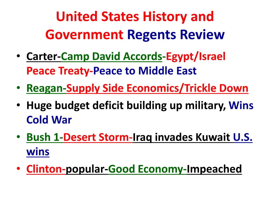 united states history and government regents 21