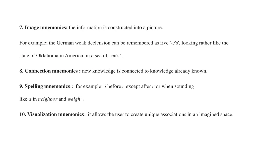 7 image mnemonics the information is constructed