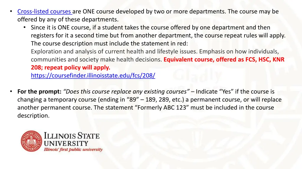 cross listed courses are one course developed
