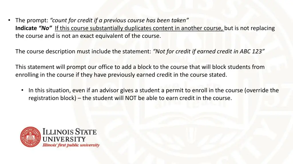 the prompt count for credit if a previous course