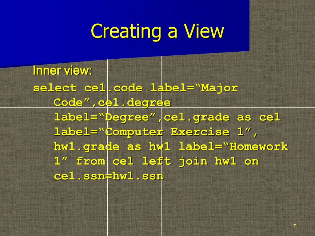 creating a view 1