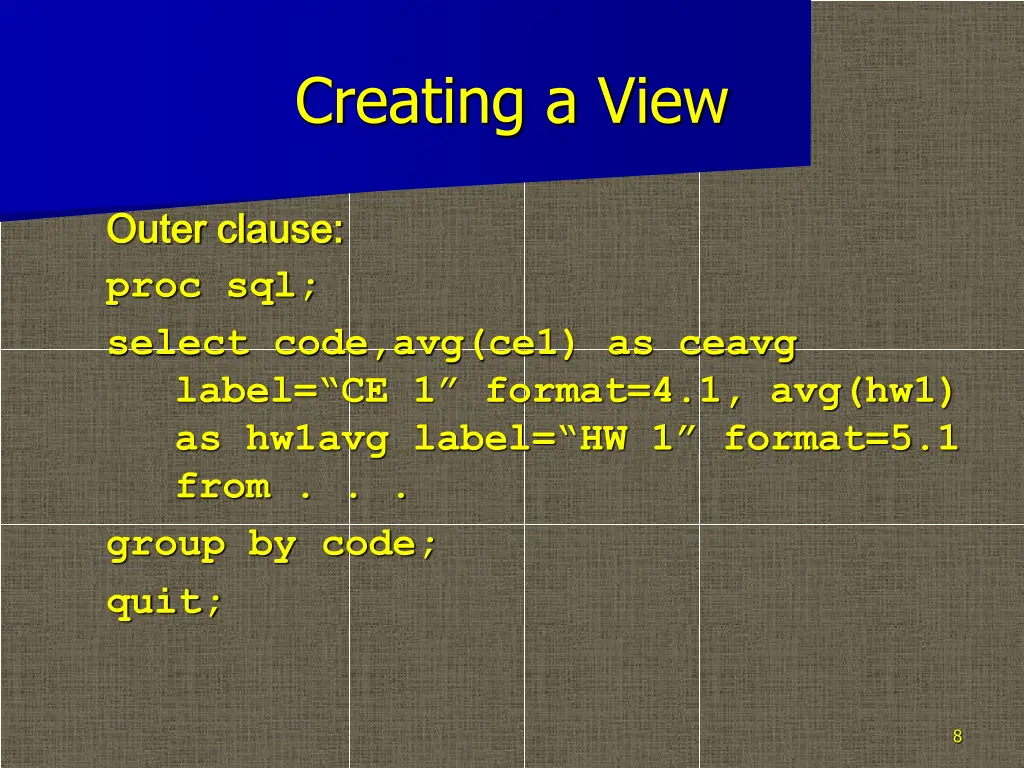 creating a view 2