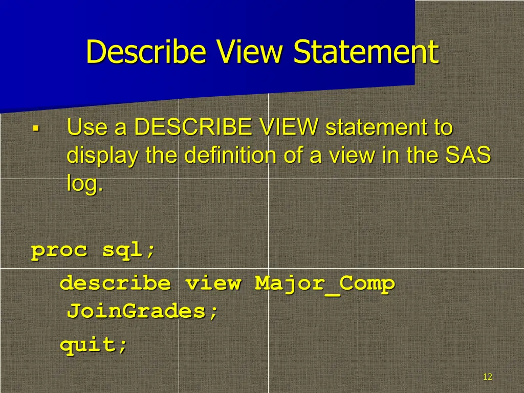describe view statement