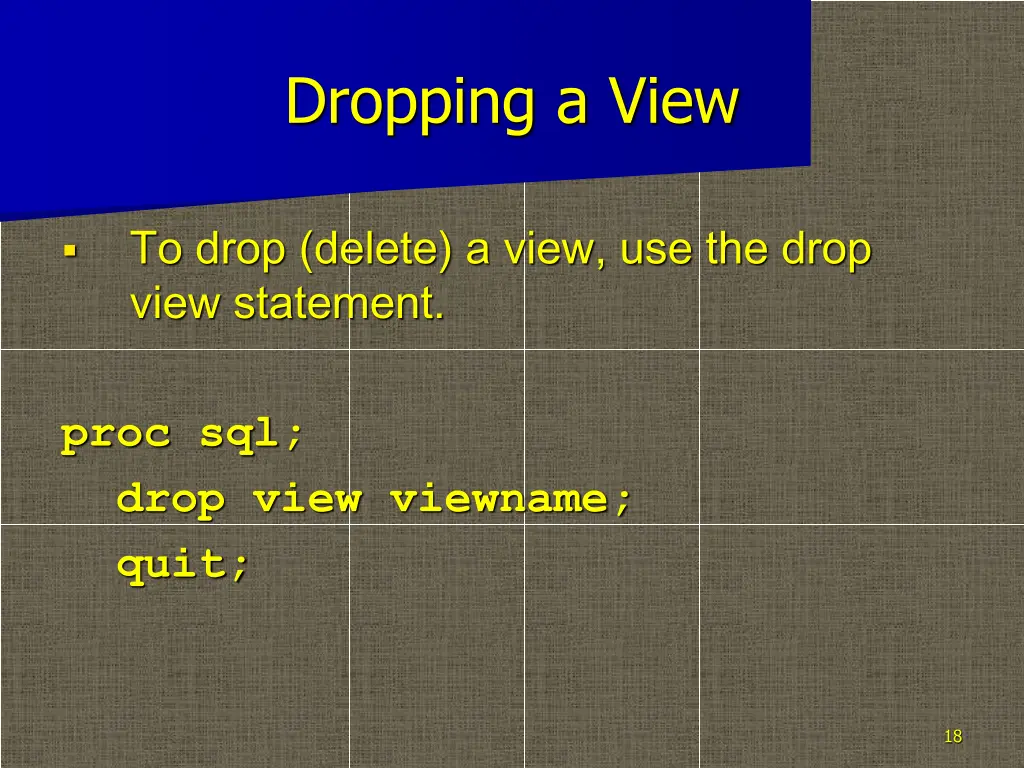 dropping a view