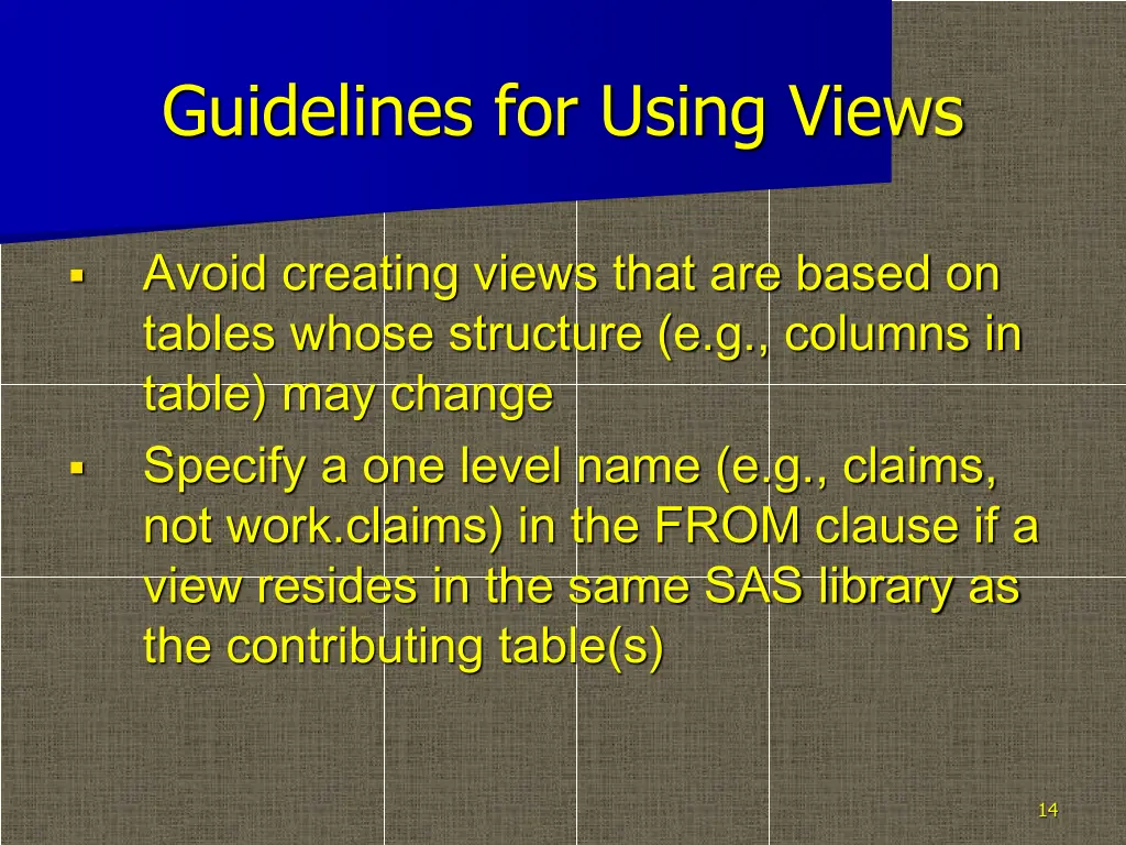guidelines for using views 1