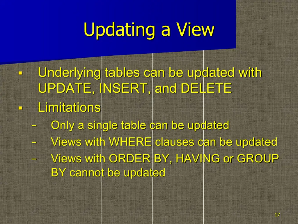 updating a view