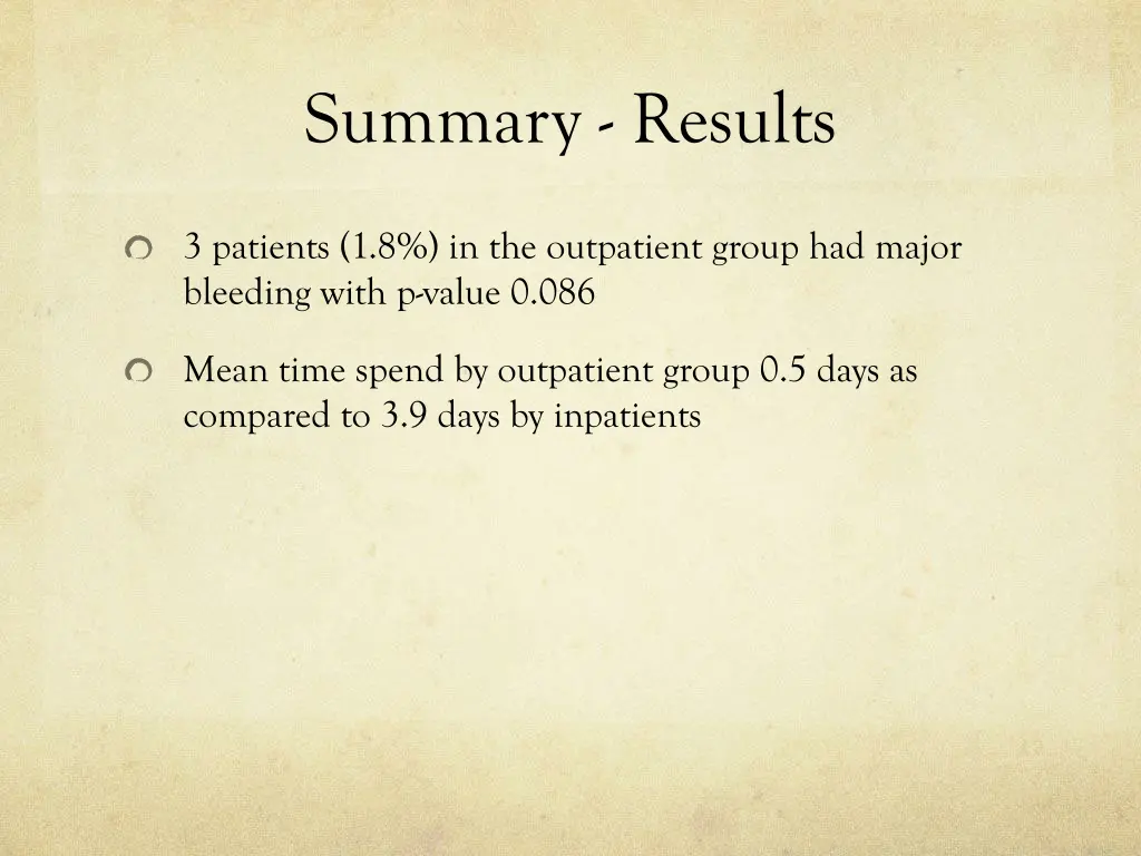 summary results 1