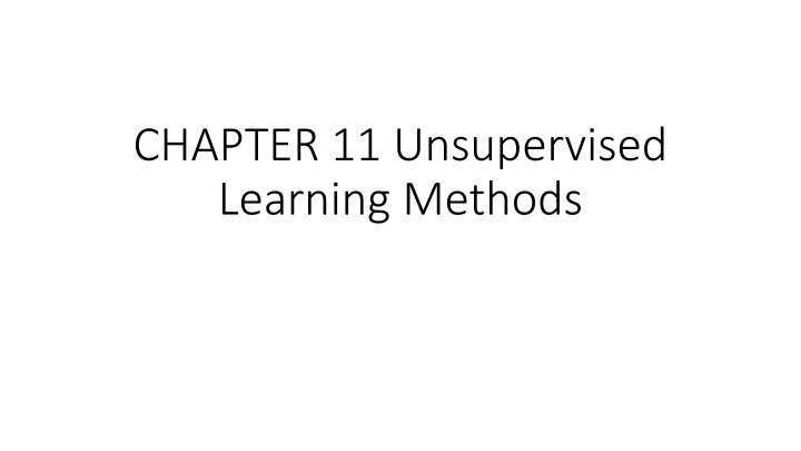 chapter 11 unsupervised learning methods