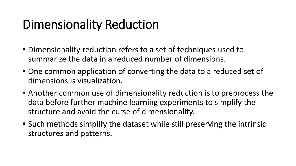 dimensionality reduction dimensionality reduction