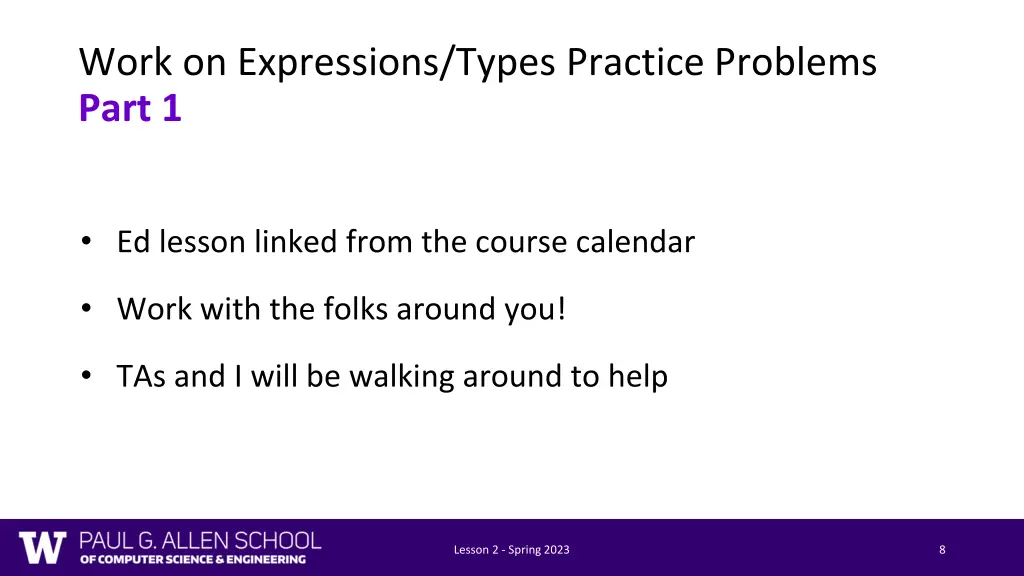 work on expressions types practice problems part 1