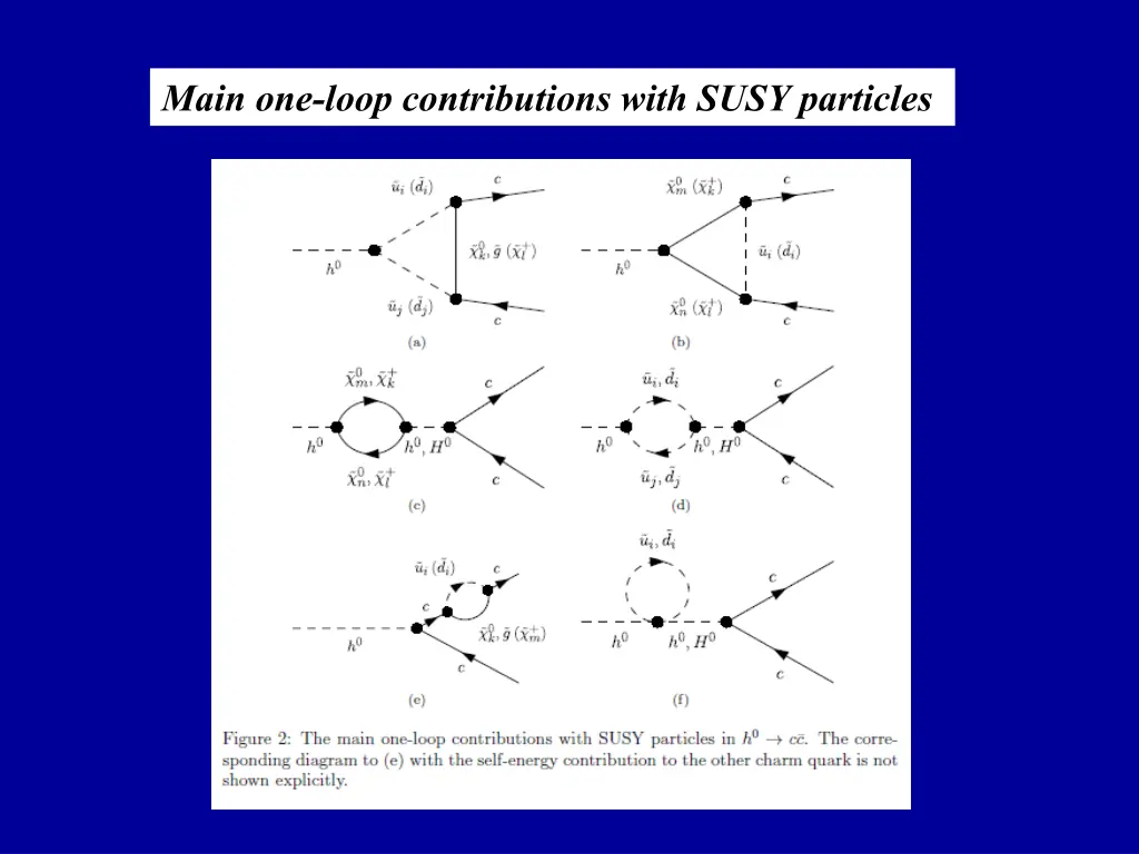 main one loop contributions with susy particles
