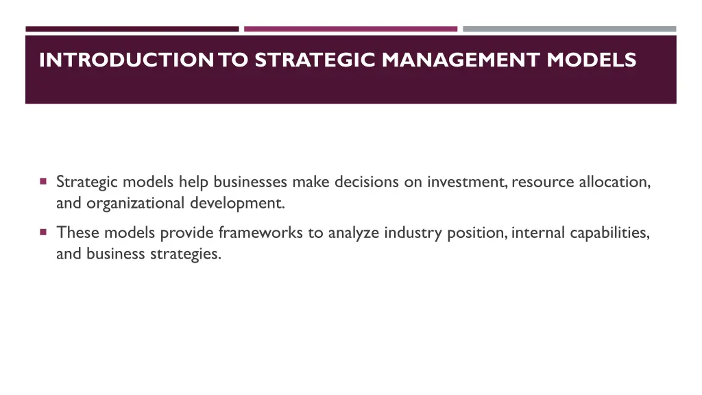 introduction to strategic management models