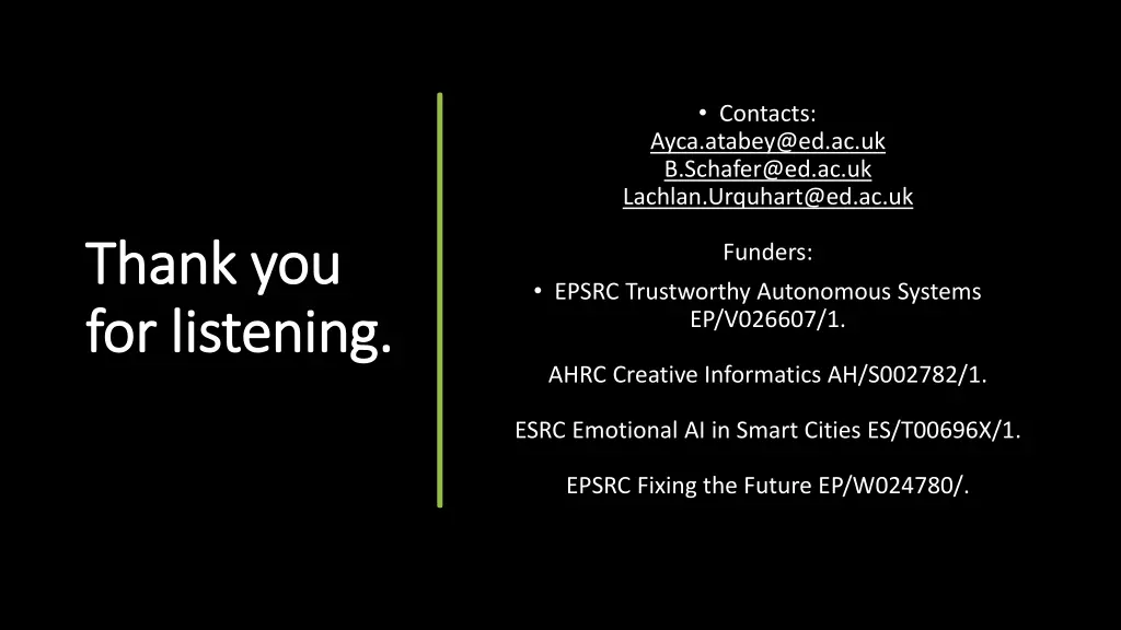contacts ayca atabey@ed ac uk b schafer@ed