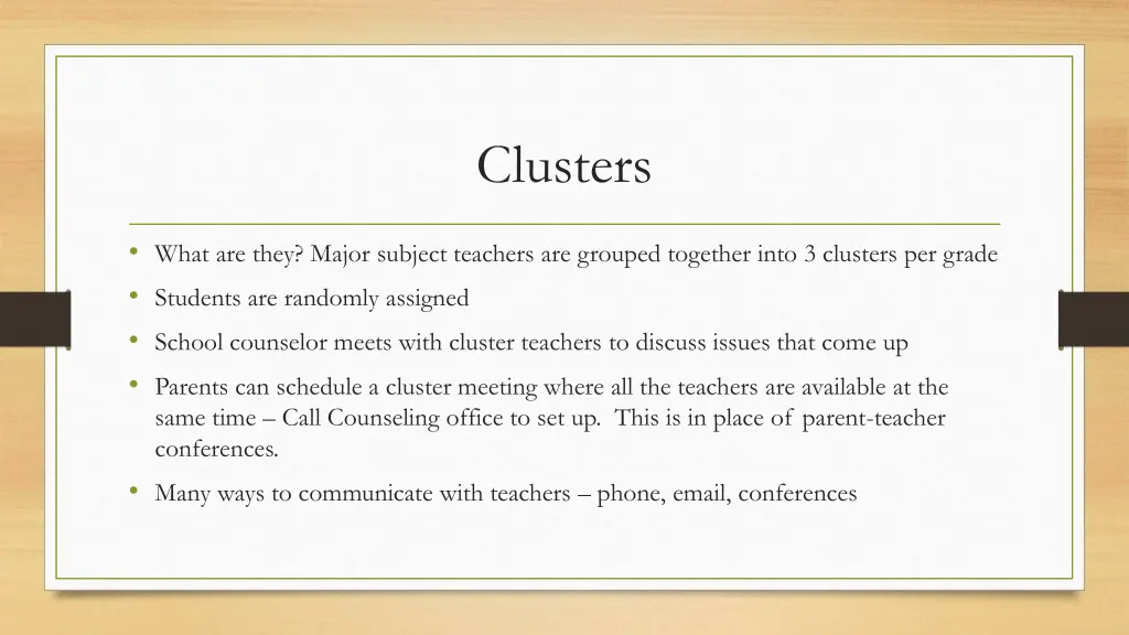 clusters