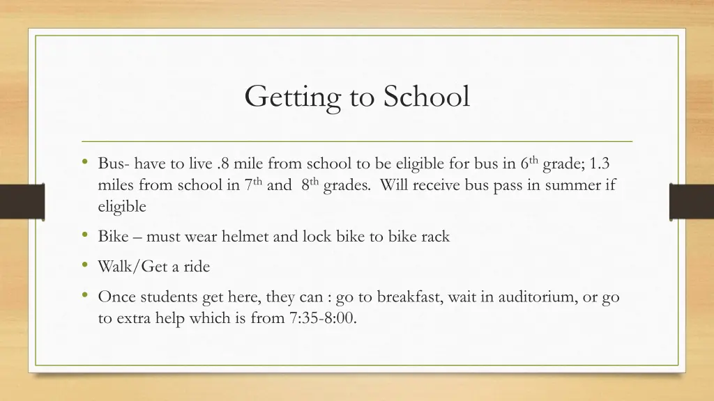 getting to school