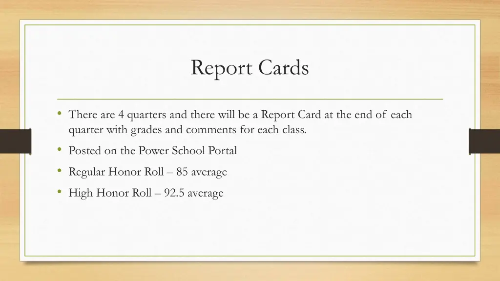 report cards