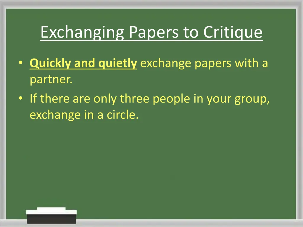 exchanging papers to critique
