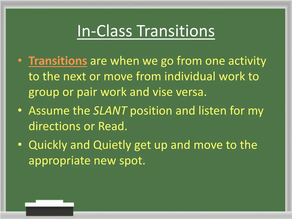 in class transitions