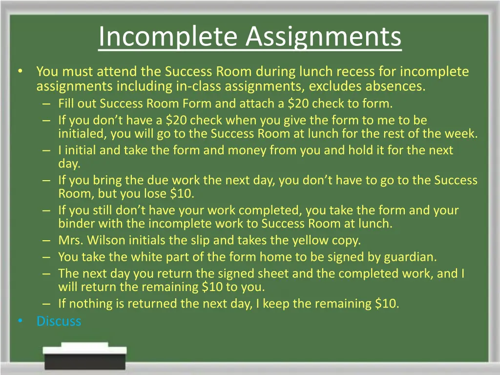 incomplete assignments