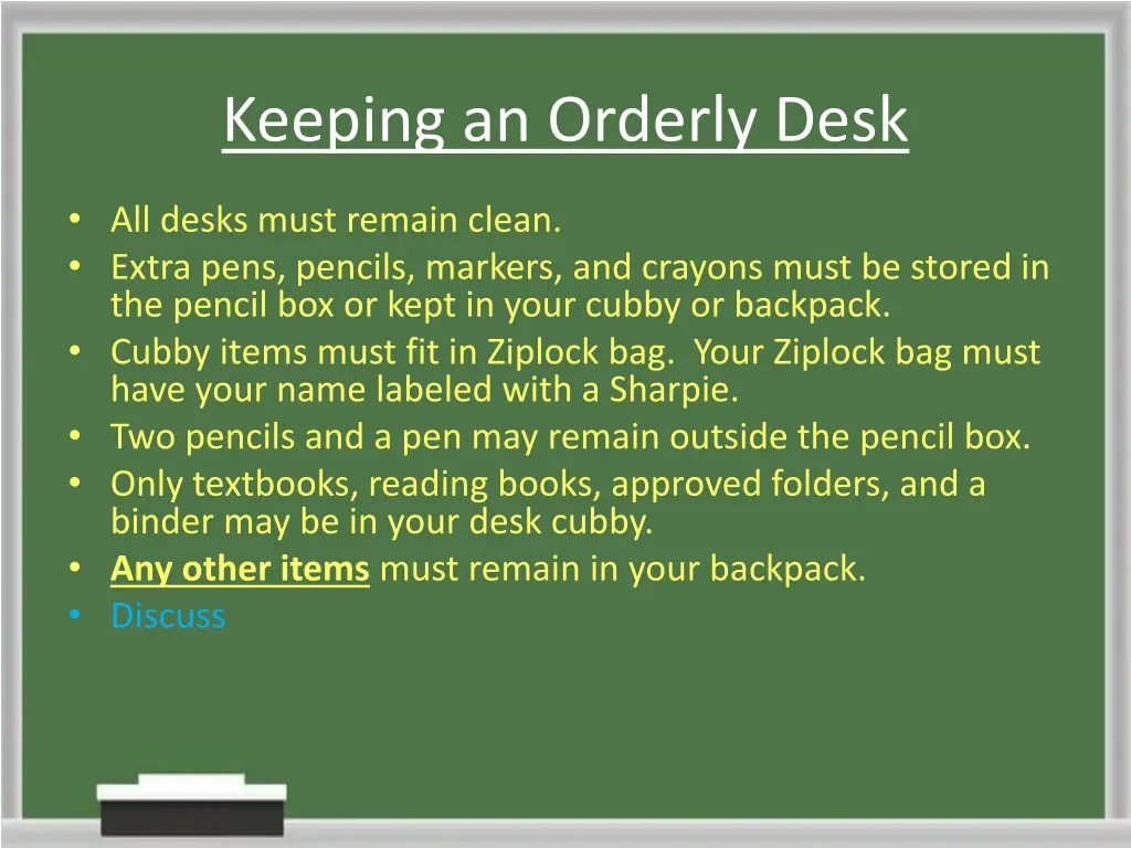 keeping an orderly desk