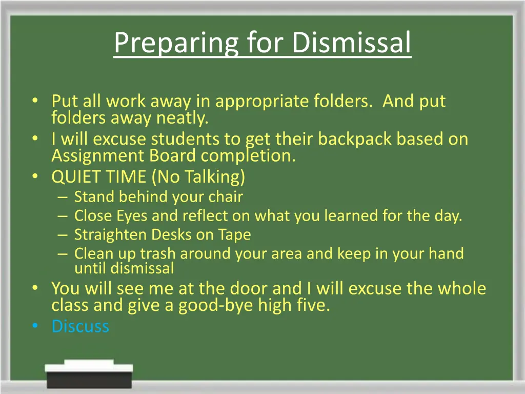 preparing for dismissal