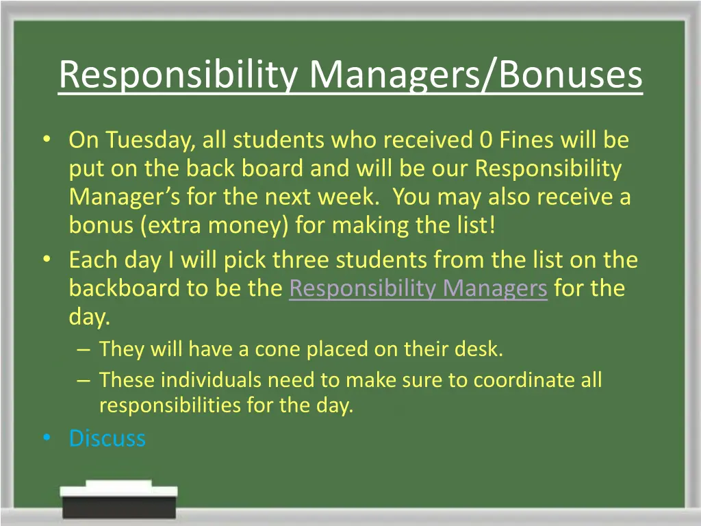 responsibility managers bonuses