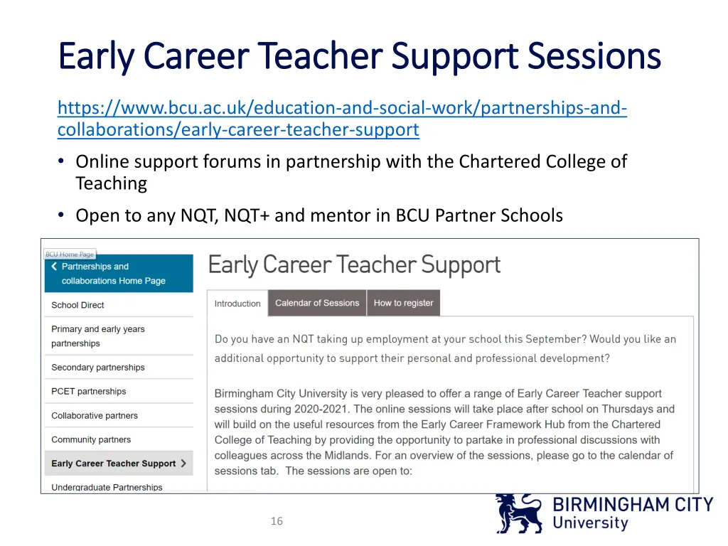 early career teacher support sessions early