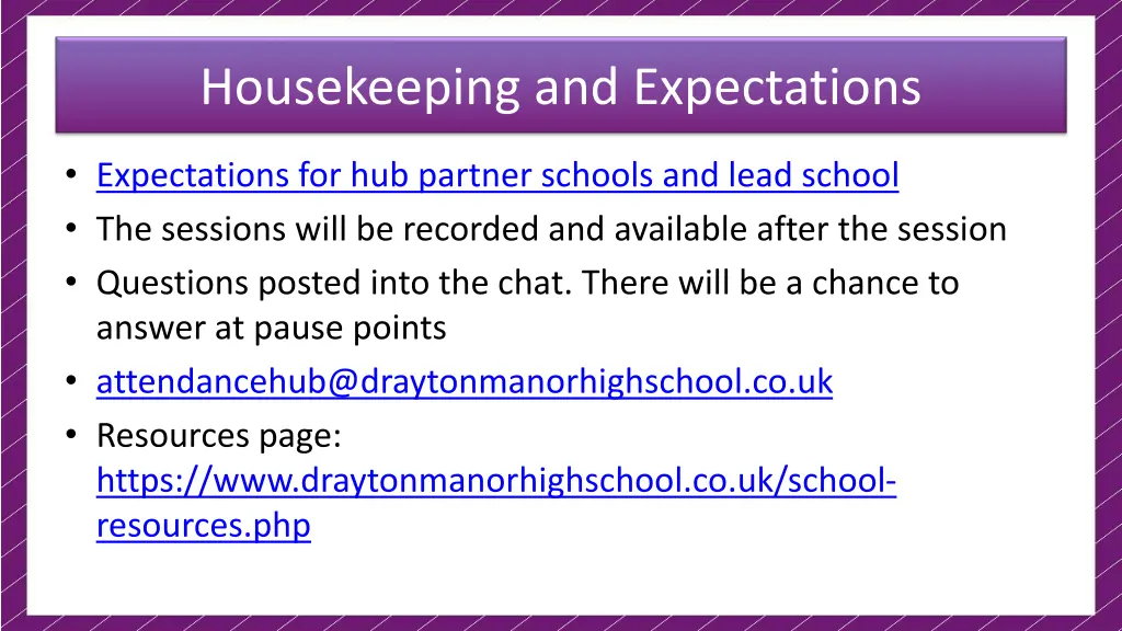 housekeeping and expectations