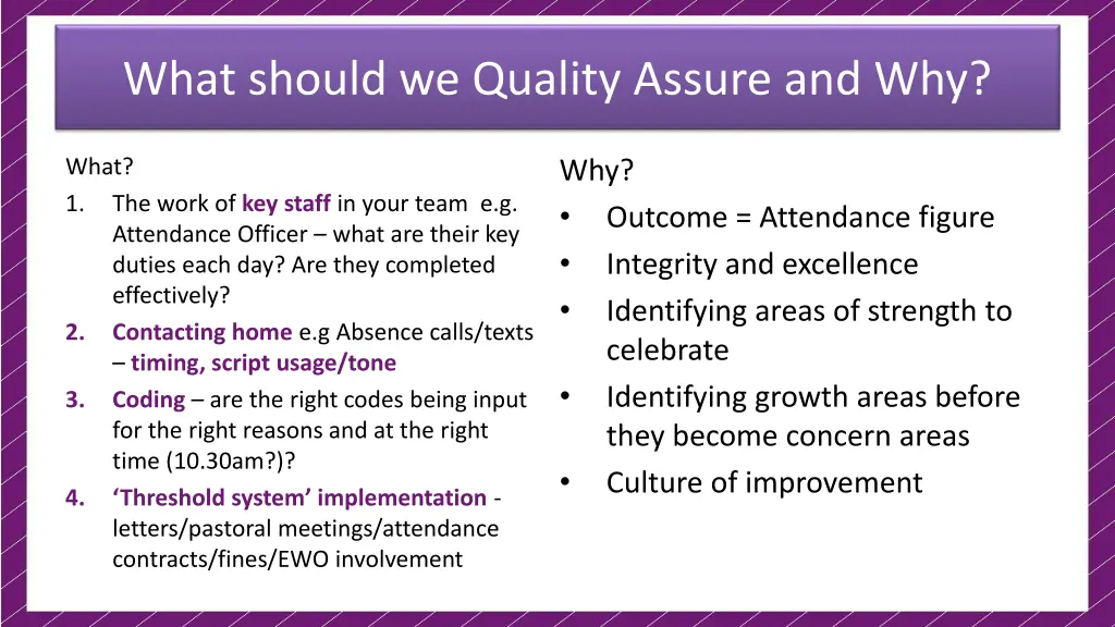 what should we quality assure and why