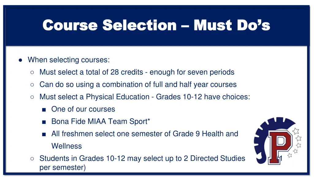 course selection course selection must do s