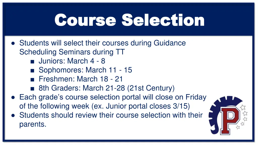 course selection course selection