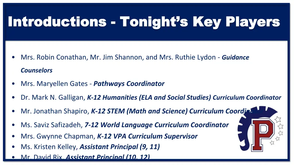 introductions introductions tonight s key players