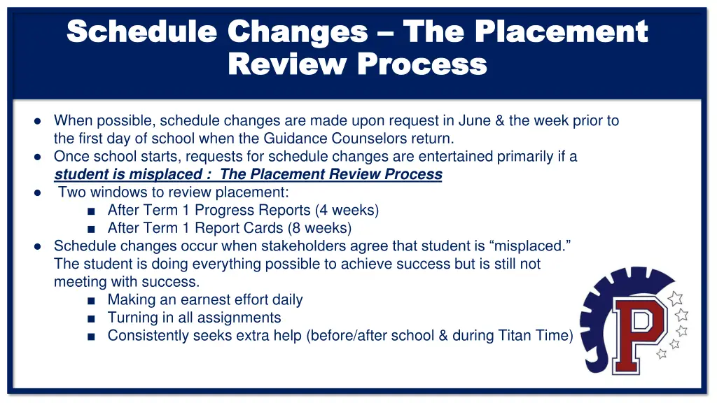schedule changes schedule changes the placement