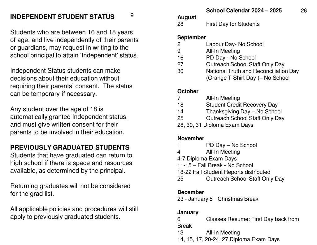school calendar 2024 2025