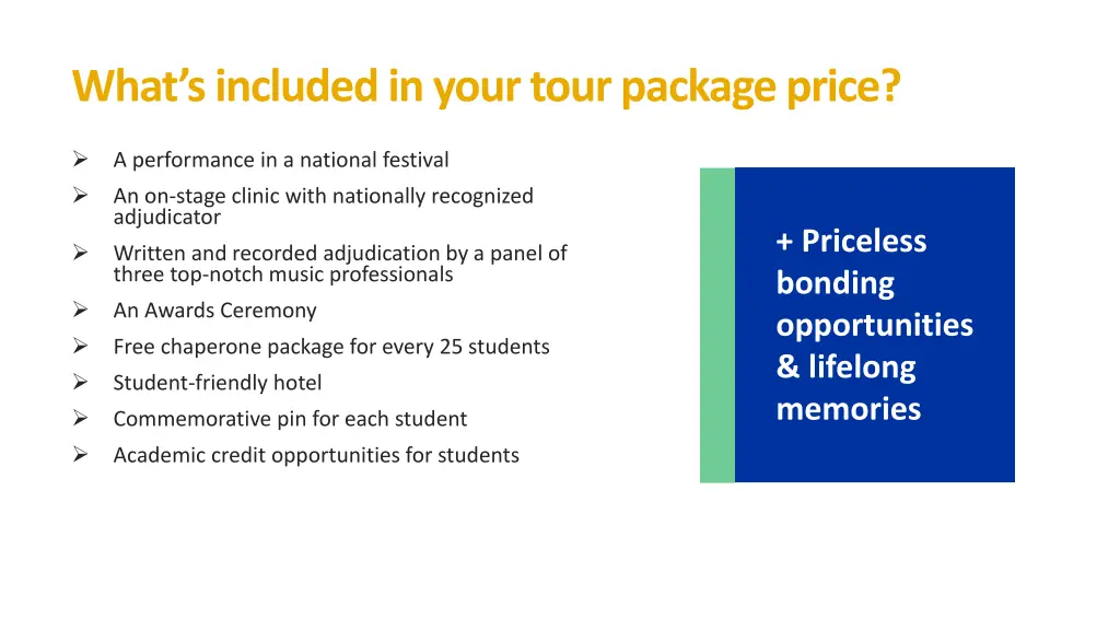 what s included in your tour package price