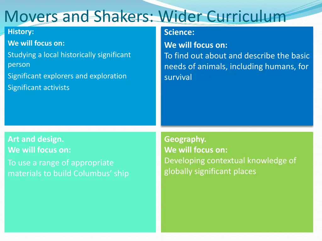 movers and shakers wider curriculum history