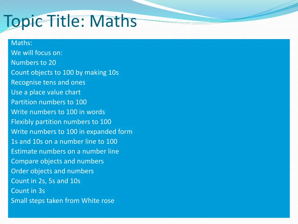 topic title maths
