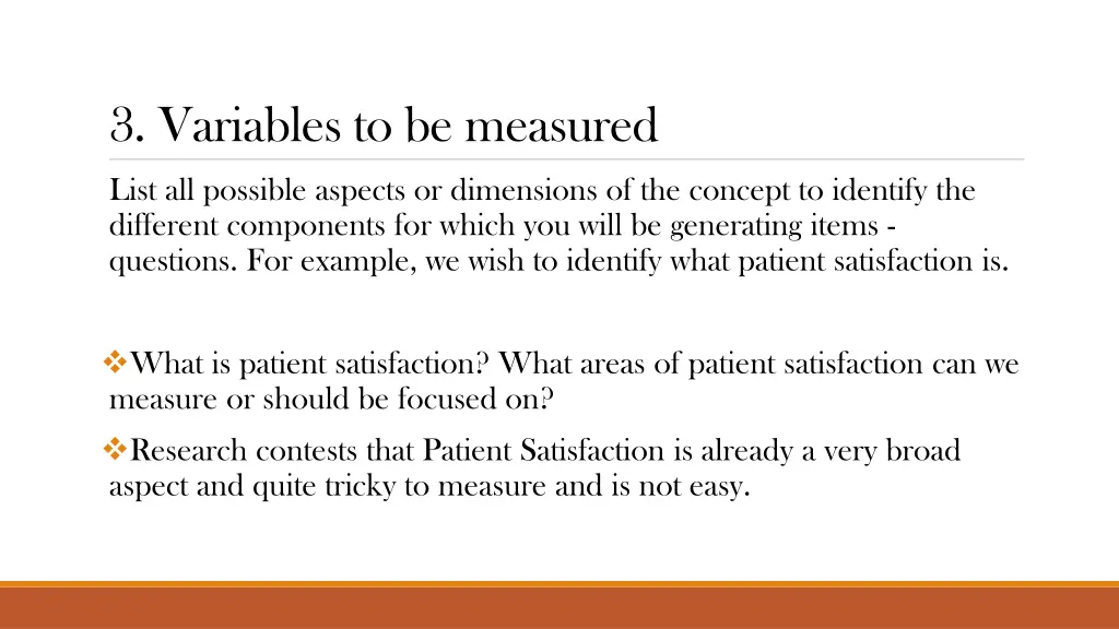 3 variables to be measured
