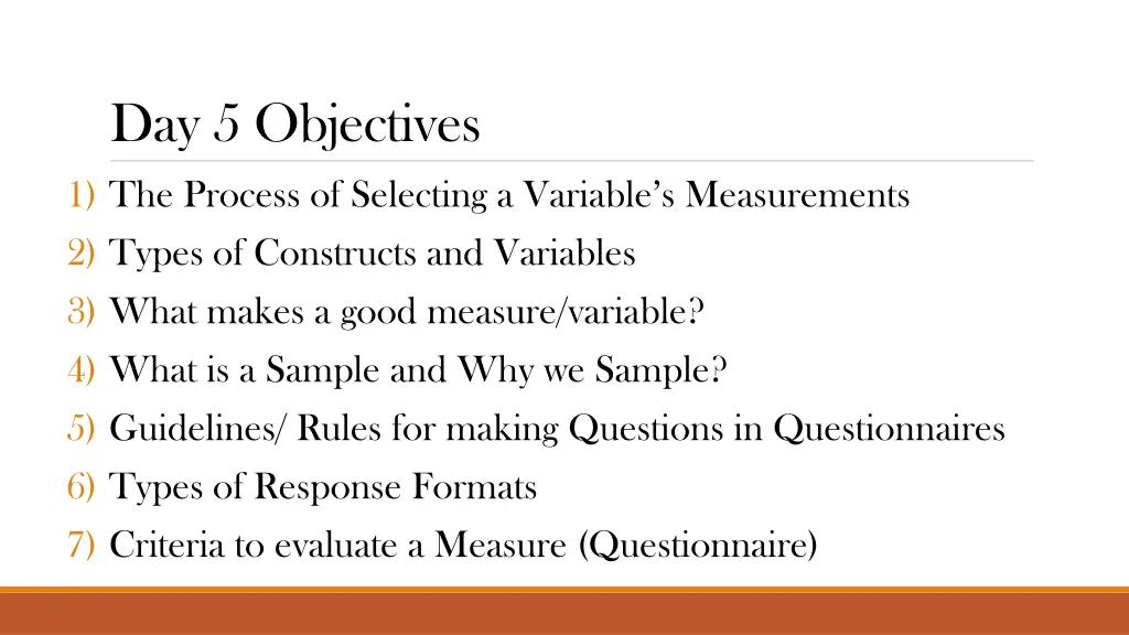 day 5 objectives