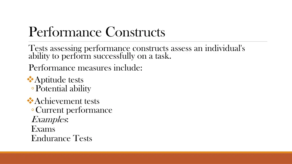 performance constructs tests assessing