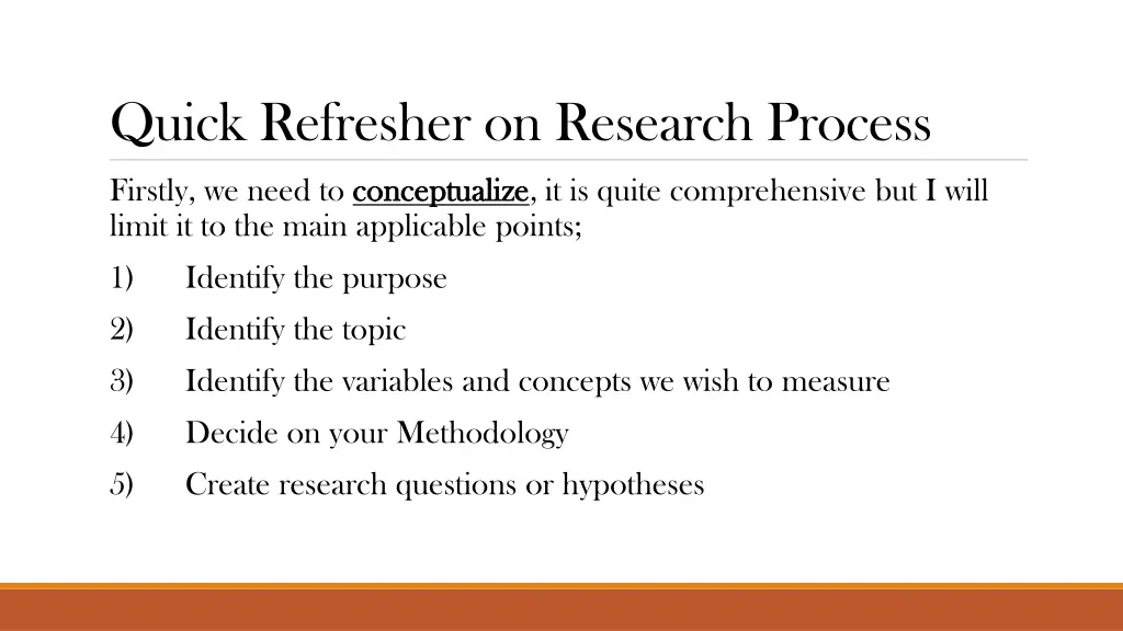 quick refresher on research process