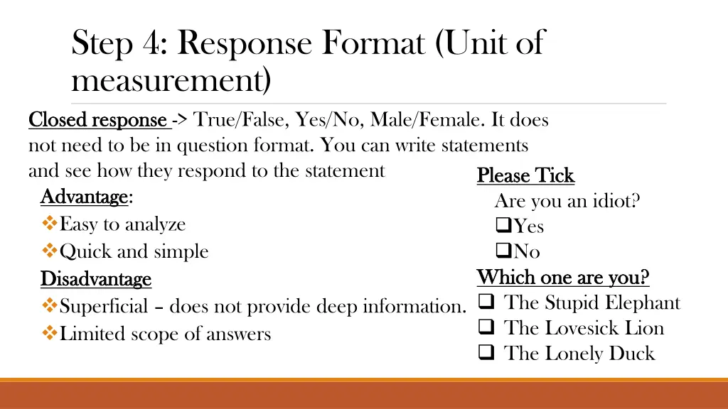 step 4 response format unit of measurement closed